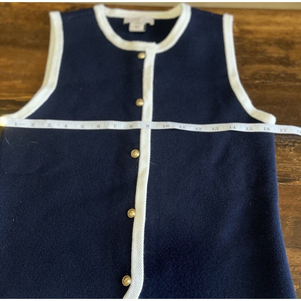 Sincerely Jules Navy Knit Button Vest Sz M NWOT - Picture 6 of 7